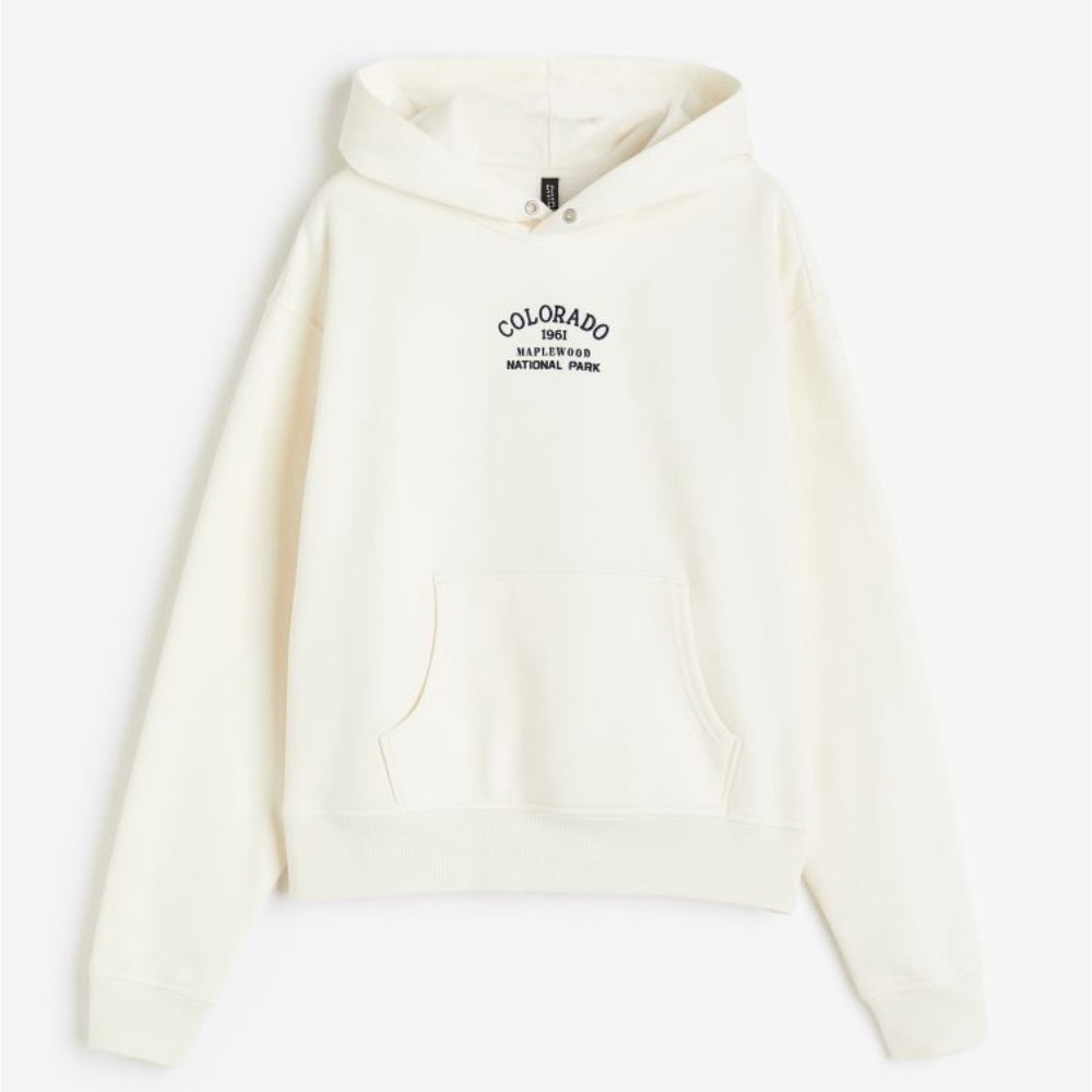 H&M Cream Colorado Maplewood National Park Printed Hoodie | Size Small